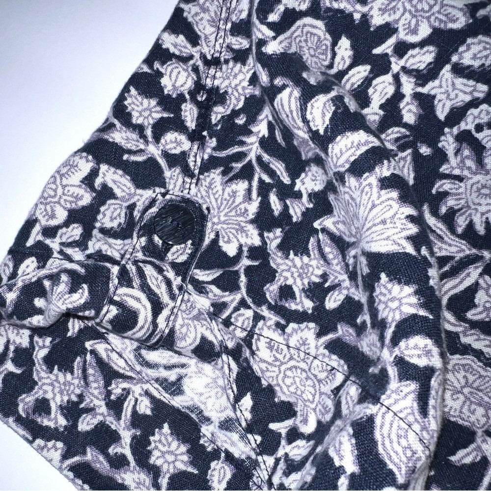 Pure Jill Linen 2 pcs Set Blue Floral Pull On Cuffed Shorts Pockets Top Shirt M - Picture 8 of 16